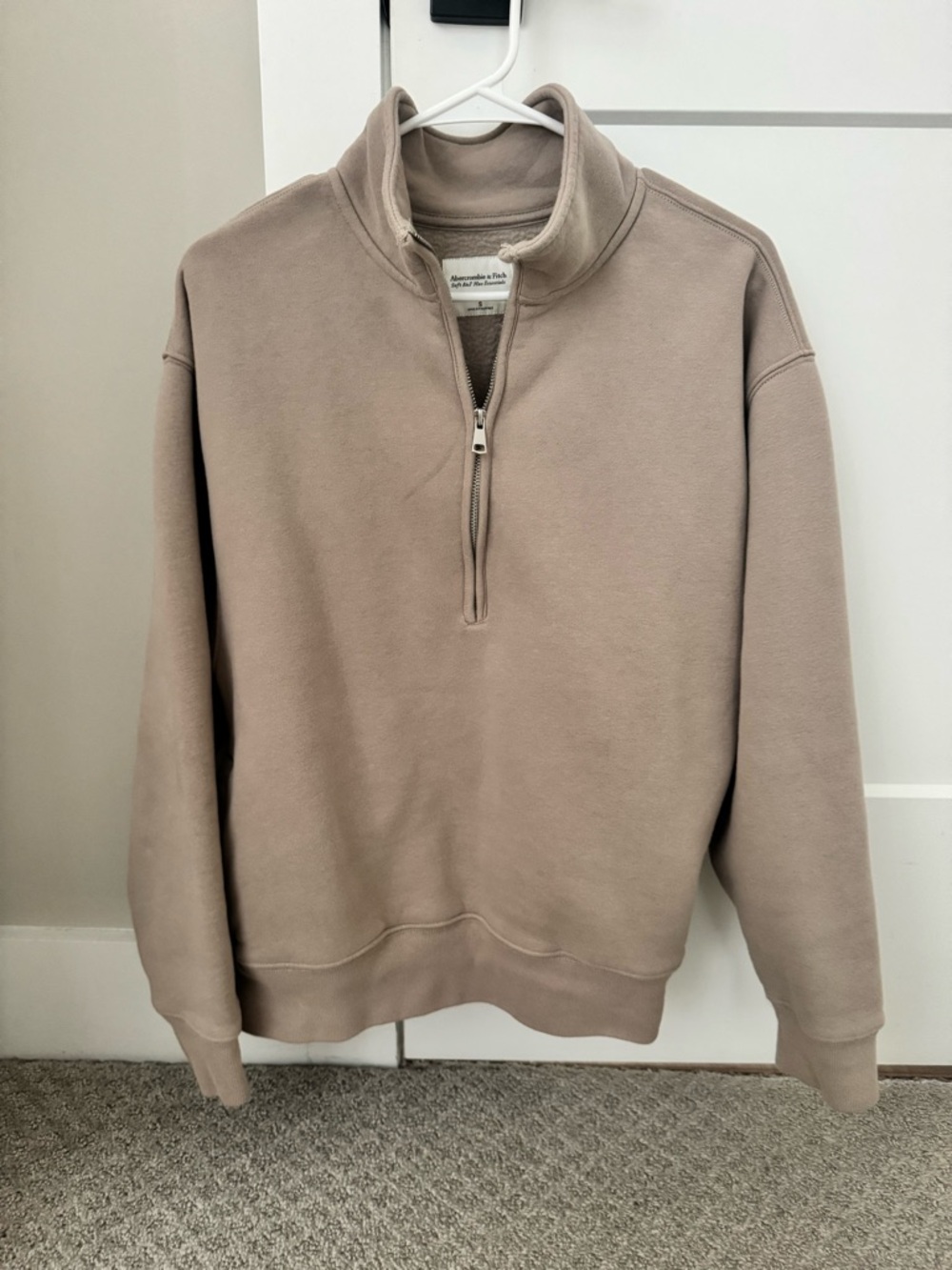 Abercrombie & Fitch Men's Half-Zip Sweater in Taupe